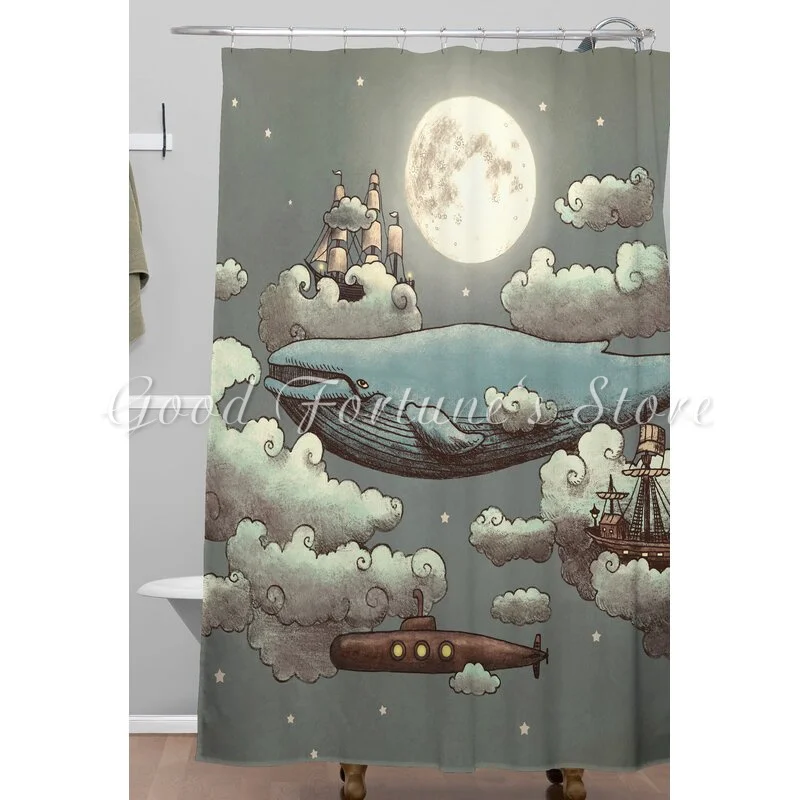 Ocean Whales And Yacht Shower Curtain