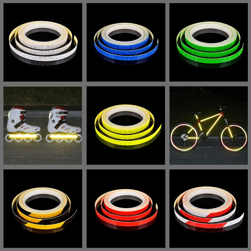 8meter Reflective Tape Fluorescent MTB Stickers Adhesive Waterproof Tape Bike Stickers Bicycle Accessories Glow in the dark 1cm