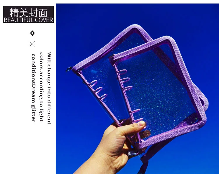 SKYSONIC A5 A6 Reißverschluss-Ordner-Abdeckung, lose Blätter, Organizer, Tagebuch, Kugel, transparentes PVC-Etui, Foto-Organizer, Schreibwaren – Detail 33