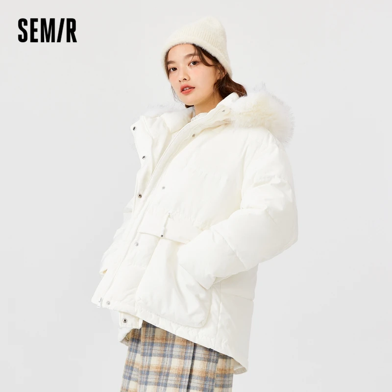 SEMIR Cotton-Padded Jacket Women Korean Winter Jacket Thickened Tooling New Three-Proof Loose Padded Cold-Proof Winter 2021