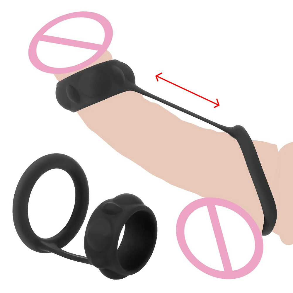 Dual Penis Rings Cock Stretcher Extender for Men Testis Cage Delay Ejaculation Medical Exerciser Male Masturbator Erotic Sex Toy