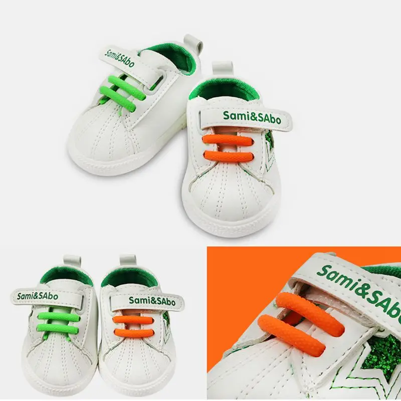 16pcs/lot Silicone Shoelaces Elastic Semicircle Silicone Shoelace Special No Tie Shoelace Men Women Shoe Laces Rubber Zapatillas