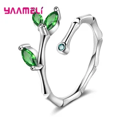 Minimalis Real 925 Silver Needle Branch Leaves Knuckle Rings For Woman Girl Elegant Adjustable Open Rings Jewelry Wholesale