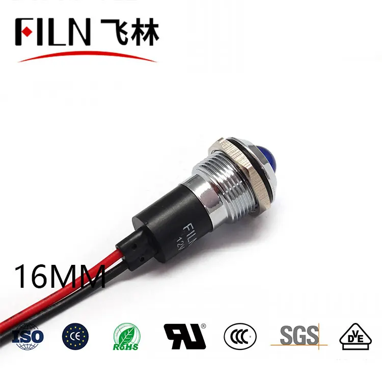 FILN 뜨거운 판매 방수 금속 Led 표시기 오토바이 자전거 보트 파일럿 램프 16mm 12v 24v 110v 220v led 표시 등