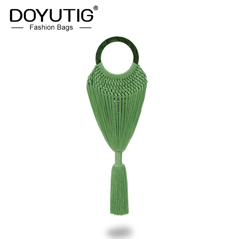 DOYUTIG Indian Style Women's Hand Made Long Tassels Evening Bags Lady Antique Cotton Wedding Totes Female Holiday Handbags  A248