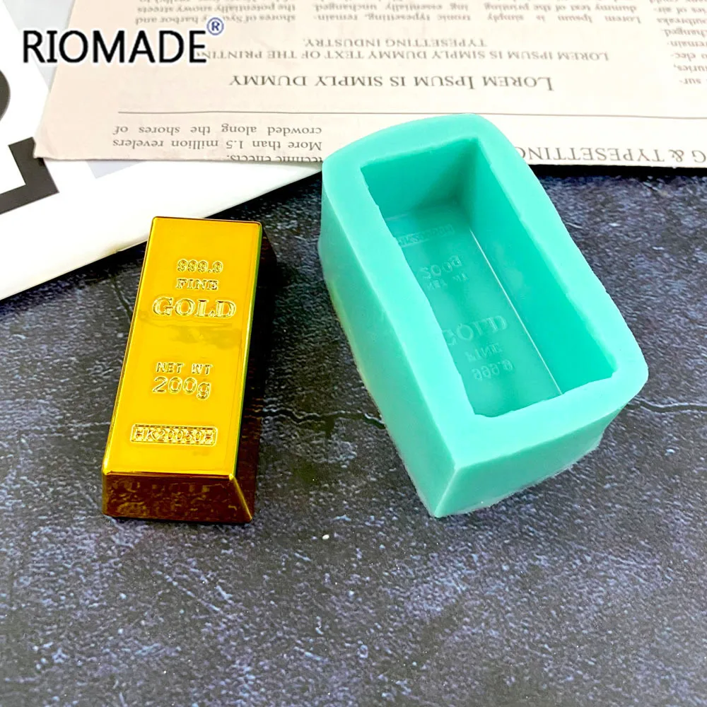 Gold Brick Shape Silicone Mold Cake Decorating Tools Chocolate Handmade Soap Candle Gold Bar Shape Fondant Mould F0964JT