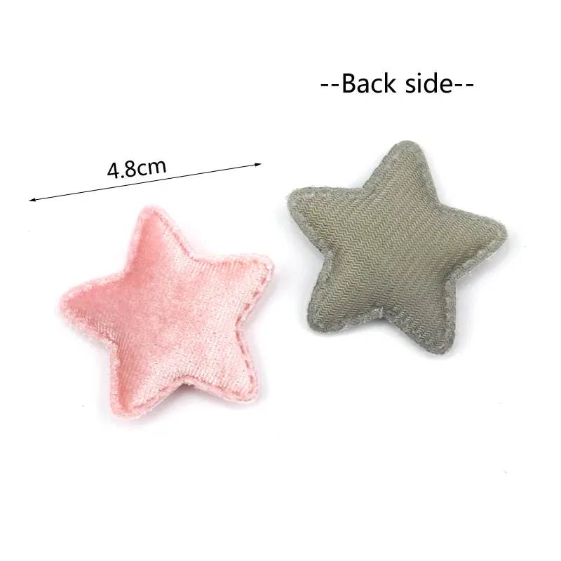 42Pcs 4.8cm Flannelette Star Shape Padded Appliques For Kids BB Clip DIY Velvet Decor Ornament and Garment Accessoires Wholesale