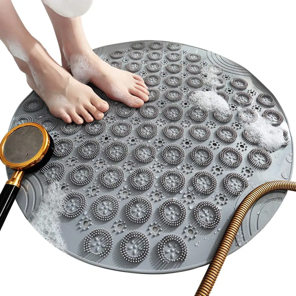 

Textured Surface Round Shower Mat Anti-Slip Bath Mats with Drain Hole Massage Round in Middle for Shower Stall,Bathroom Floor