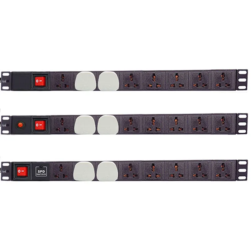 

PDU Network Cabinet Power Strip 8Ways Universal Socket Two BS Plug Large Spacing Overload/SPD Protection+Double Break Switch