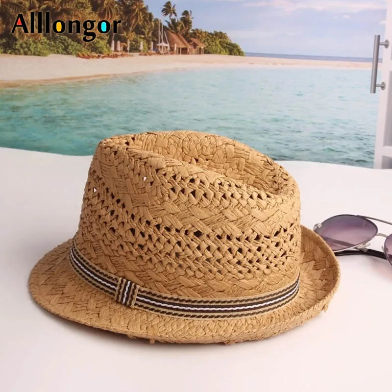 Summer Women Sunhat Panama Straw Jazz Hat Men 2024 Cowboy Hats Solid Unisex Beach Caps Sun Hats sombrero mujer chapeu fedora Hat