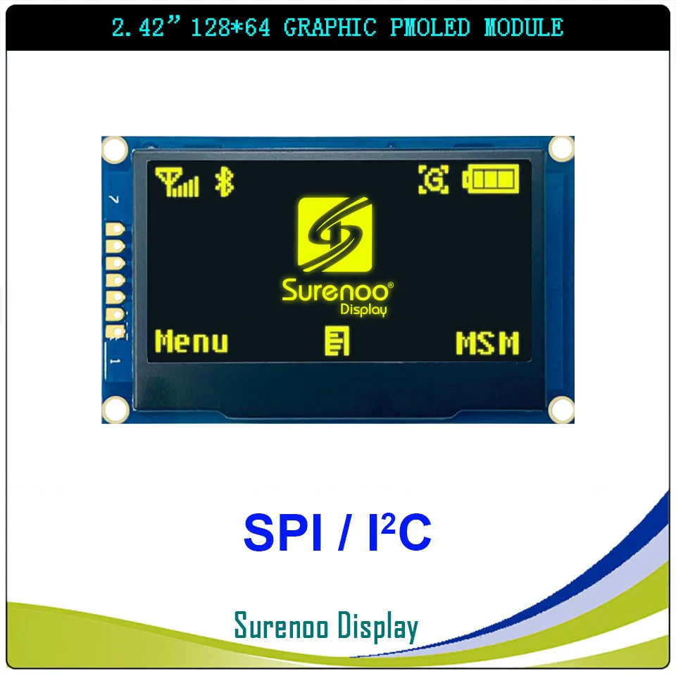 Real OLED Display, 2.42" 128*64 12864 SPI I2C / IIC Graphic LCD Module Screen LCM Screen SSD1309 Controller