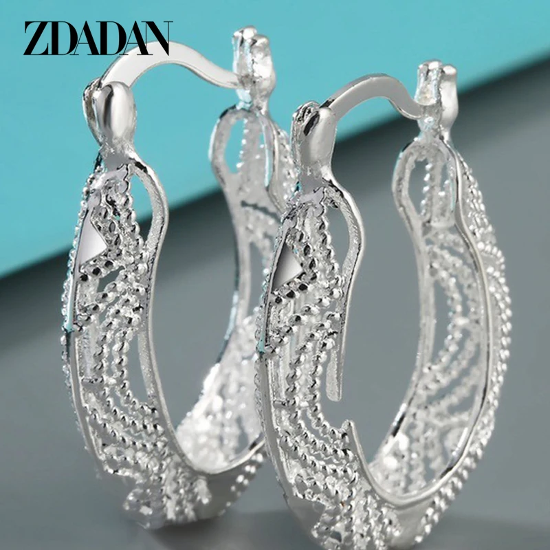 ZDADAN 925 Sterling Silver Hoop Earring For Women Fashion Jewelry Accessory Wholesale