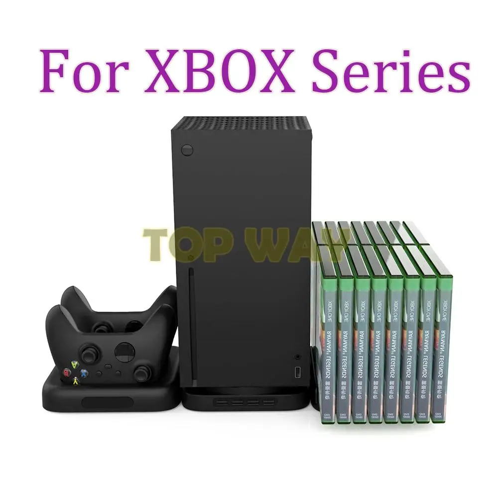 1PC Vertical Stand For Xbox Series X Console Charger Disc Storage Rack Bracket HUB Splitter With Extended Cable Cradle Base