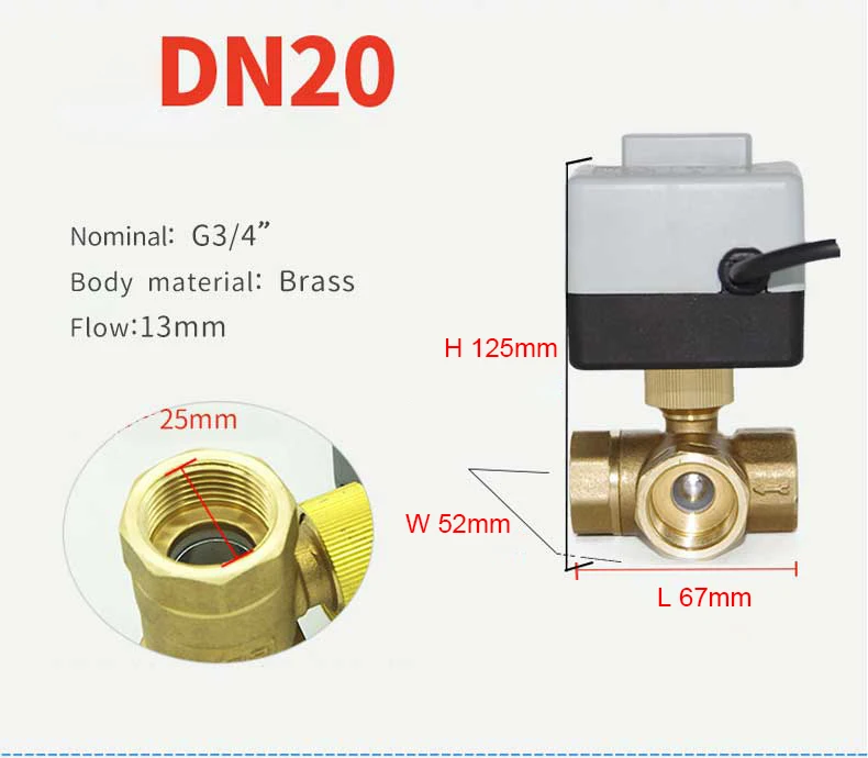1/2" 3/4" 1" 2 Inch 3 Way Motorized Ball Valve Electric Ball Valve Three Wires Two Point Control Ball Valve With Manual Switch