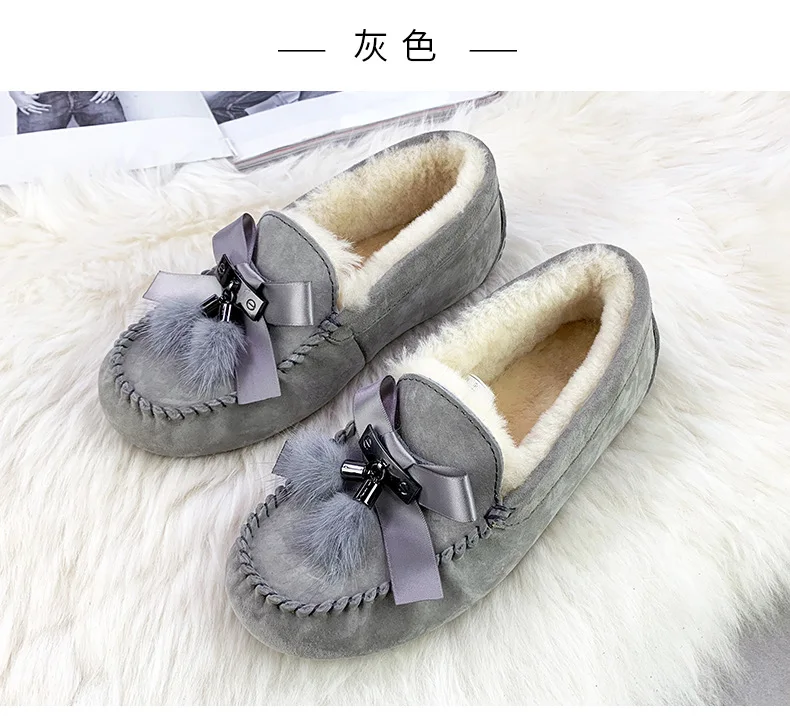100% Genuine Leather Women Flats Casual Moccasins Driving Shoes Natural Fur Wool Women Loafers Fashion Comfortable Shoes Woman