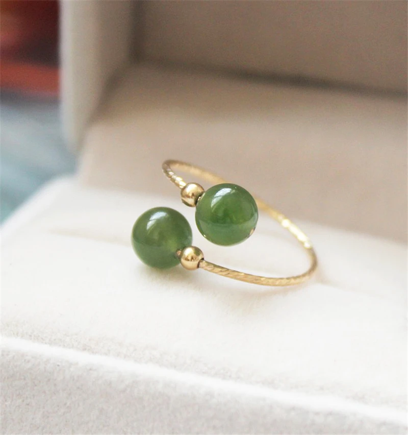 Natural Hetian Jasper Rings 14K Gold Filled Knuckle Rings Gold Jewelry Mujer Bague Femme Handmade Minimalism Jewelry Boho Rings