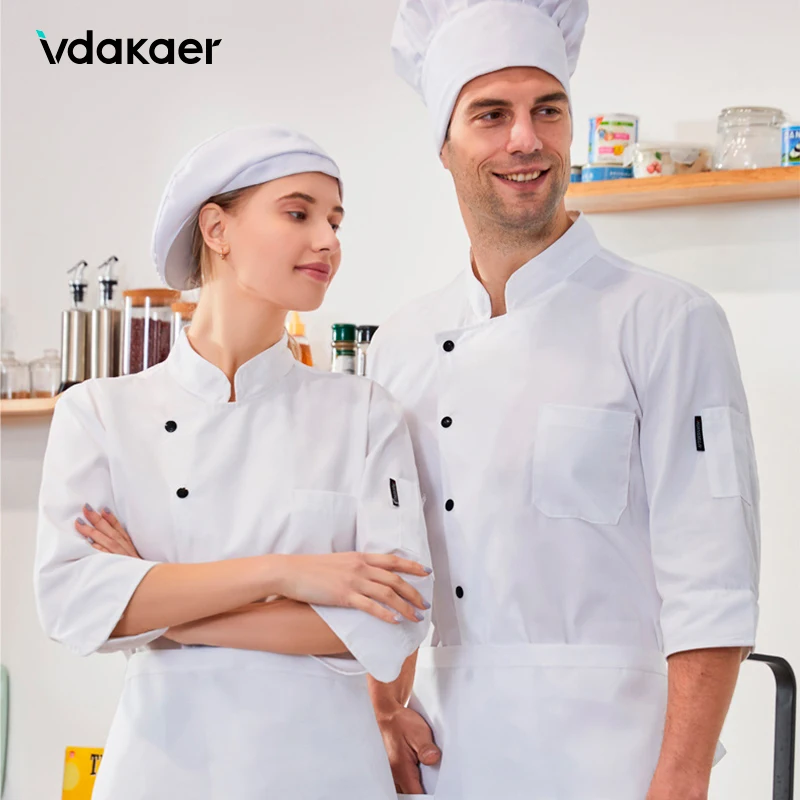 

black and white chef outfit chef uniform chef coat Breathable chef jacket Chef overalls Hotel restaurant work clothes