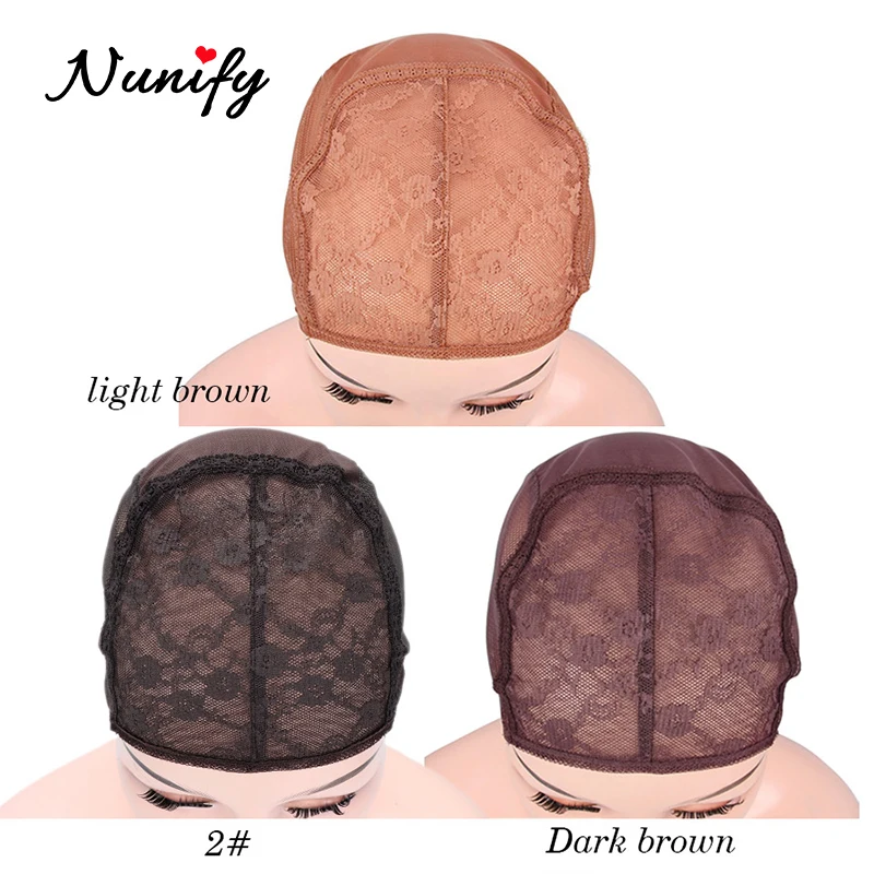 Nunify 5Pcs/Lot Fashion Black Weave Caps for Sew in Hair Weft Large Medium Small Wig Cap for Making Wigs with Adjustable Strap