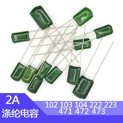 50pcs Polyester Film Capacitor 2A102J 2A103J 2A104J 2A221J 2A222J 2A223J 2A333J 2A472J 2A473J 100v 1NF 10NF 100NF 0.22NF 2.2NF