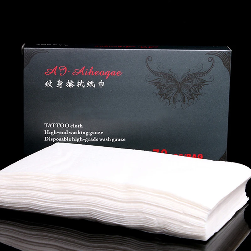 

70pcsTattoo Wipe Paper Soft Tissue Skin Cloth Towel Cleaning Makeup Accessories Body Art Tools