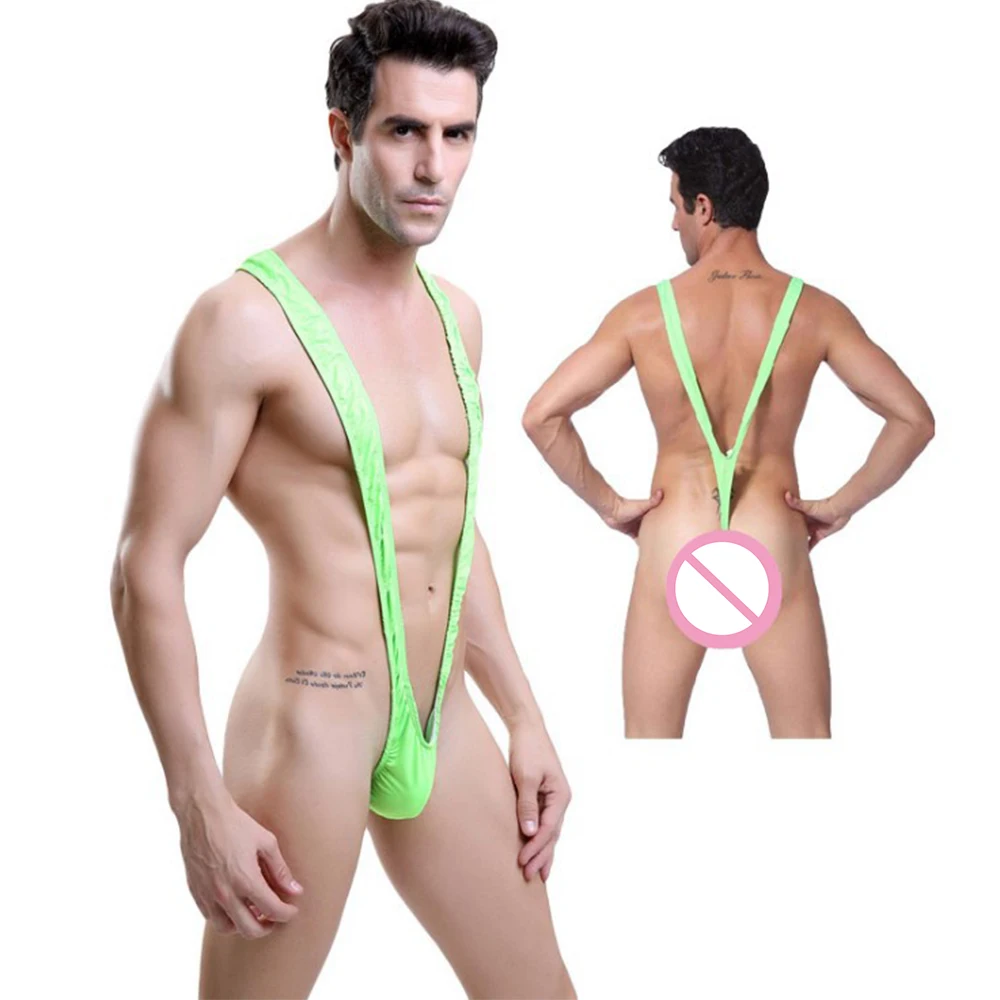 Mens Lingerie Shoulder Straps Mankini V Sling Stretch Singlet Bodysuit Men\'s panties sex underwear for