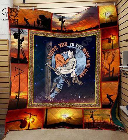 Firefighter rescue team electrician 3D Quilt Blanket Bedding Throw Soft Warm Thin Office Blanket With Cotton style-7