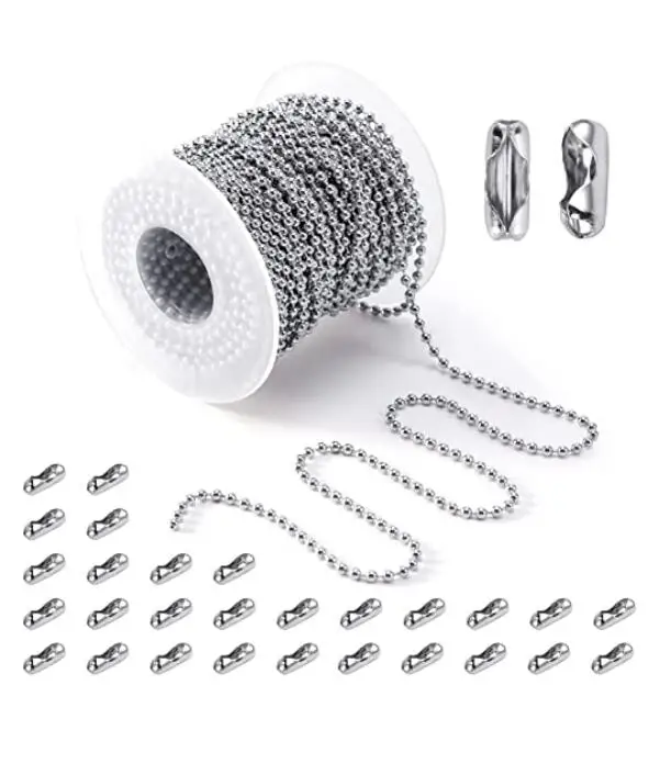 

12meter (A dozen) 1.5-10mm Stainless Steel Ball Beads Chain Jewelry Findings Connectors Clasps DIY Extender Chain,dog Tags