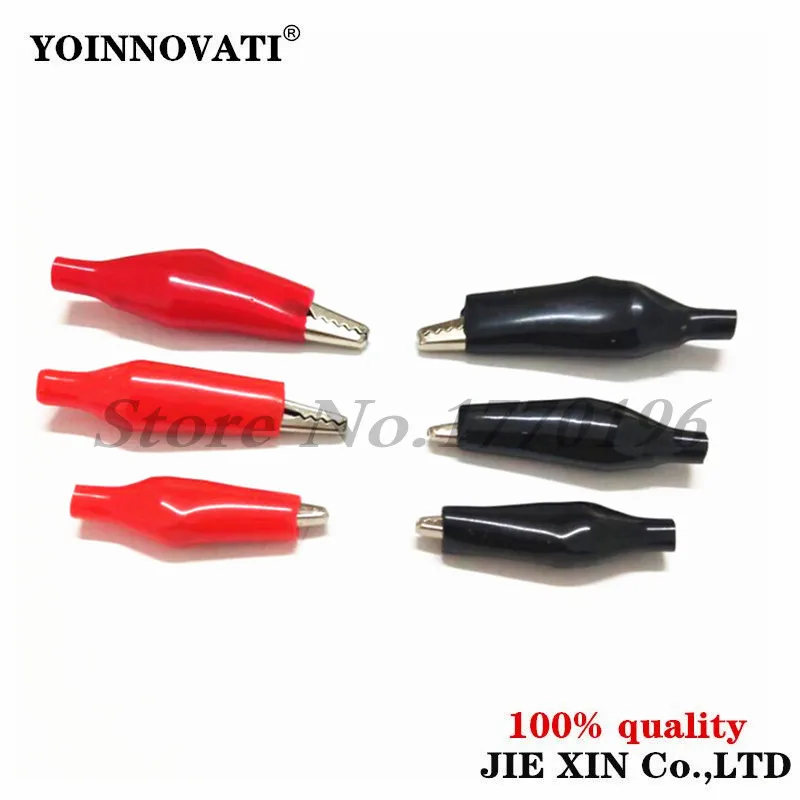 20PCS 28MM 35MM 45MM Metal Alligator Clip Crocodile Electrical Clamp for Testing Probe Meter Black and Red with Plastic Boot