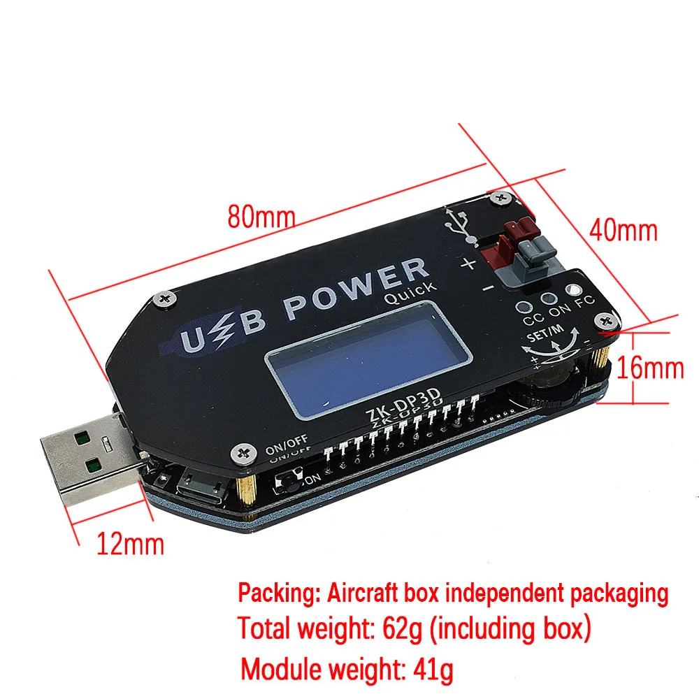 ZK-DP3D CNC USB TYEPE-C DC konwerter DC CC CV 1-30V 2A 15W moduł zasilania regulowany zasilacz regulowany QC2.0 3.0 AFC