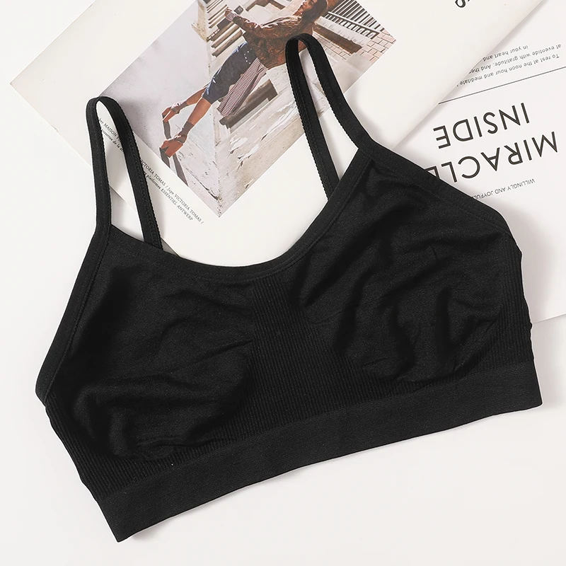 Damen Drahtloser BH Sport-Tube-Top Geripptes Gerafftes Camisole-Bralette Mit/Ohne Polster Unterwäsche Sexy Dessous M-L Intimates