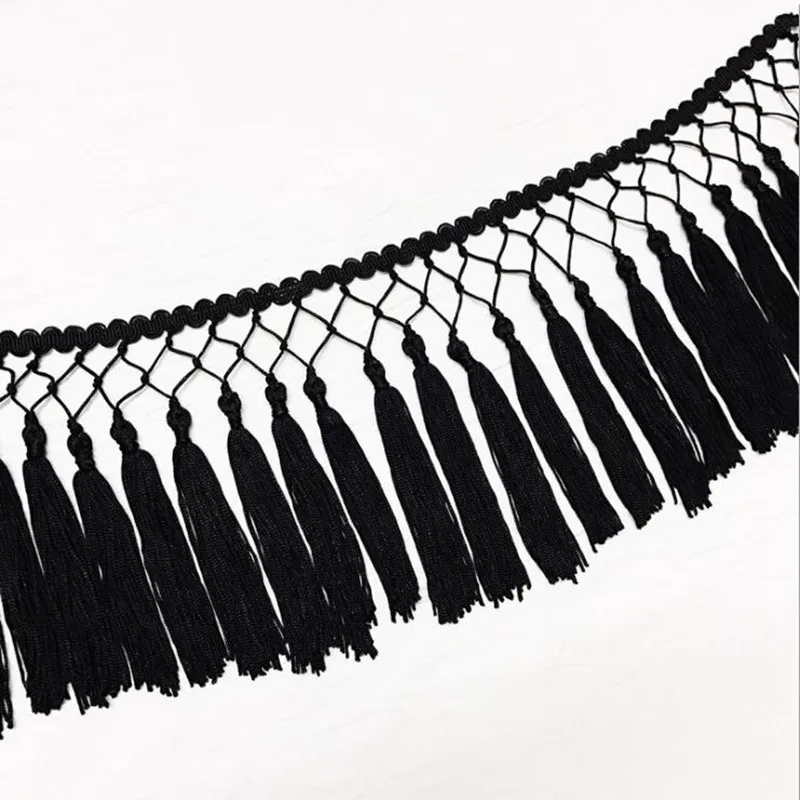 3Yard/Lot Black White 12CM Polyester Lace Trim Tassel Fringe Clothing Dress Curtain Table Home Textile DIY Accessories