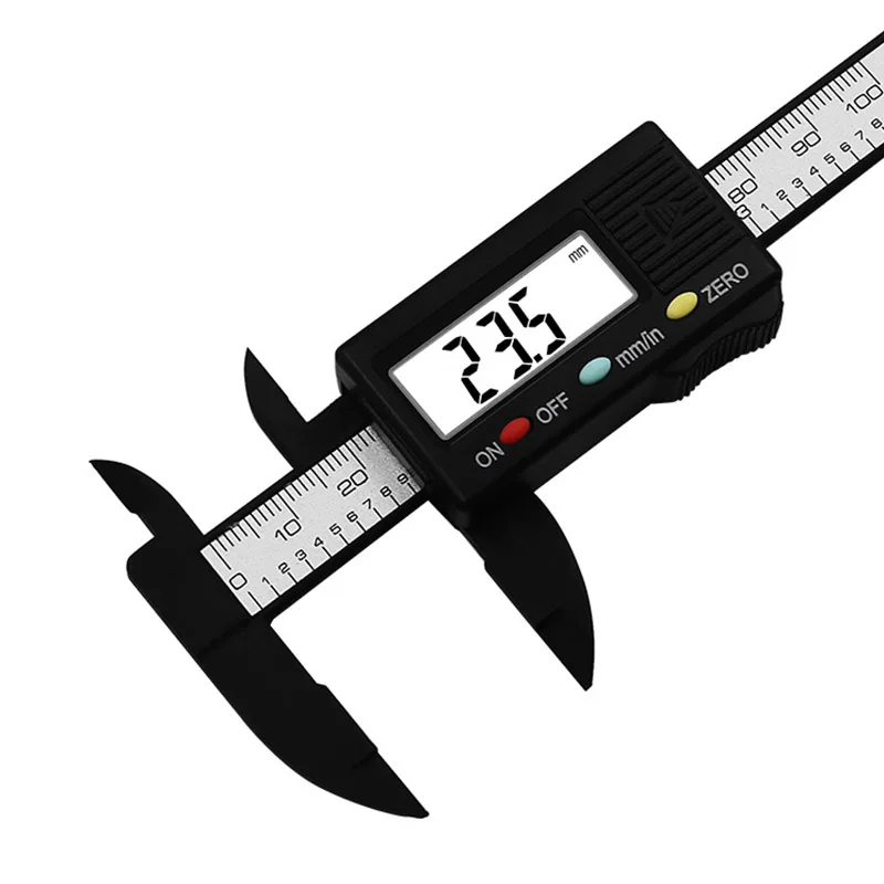 Pinza digitale LCD 100mm 0.1mm calibro a corsoio in fibra di carbonio micrometro righello digitale strumento di misurazione righello in fibra di