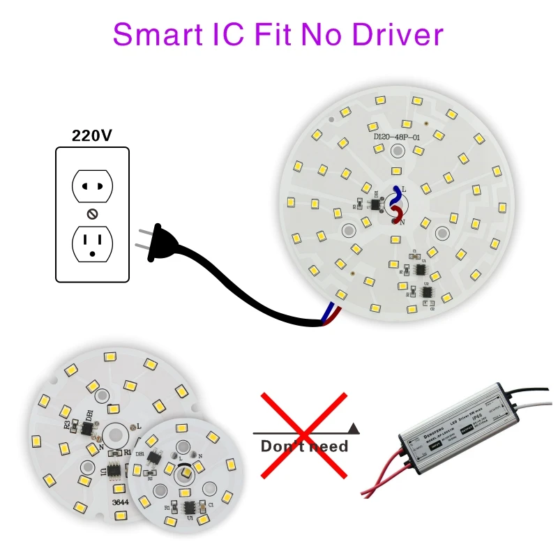 Ac 220v-240v conduziu a microplaqueta 3w 5w 7w 9 12w 15w 18w smd 2835 grânulos de luz diy para downlight led iluminação branca fria/morna holofotes