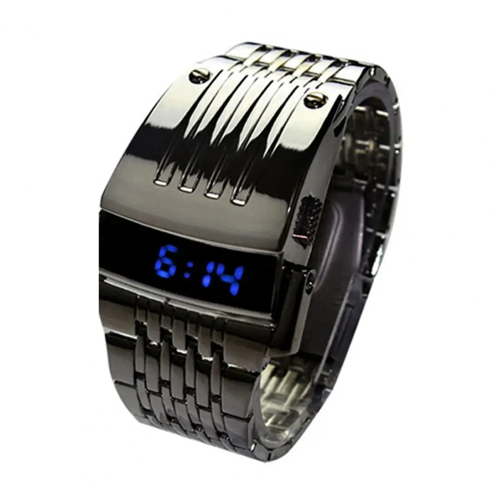 Wrist Watch LED Automatic Energy Saving Mode Stainless Steel Digital Calendar Sport Watch for Officer