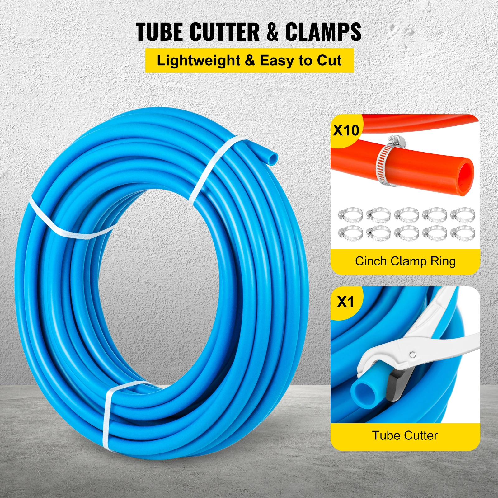 Imagem -06 - Tubo de Encanamento de Água Resistente à Corrosão Polegada x 100 300ft Flexível Vevor 2rolls Pex Tubulação de Aquecimento de Piso Radiante Não-barreira