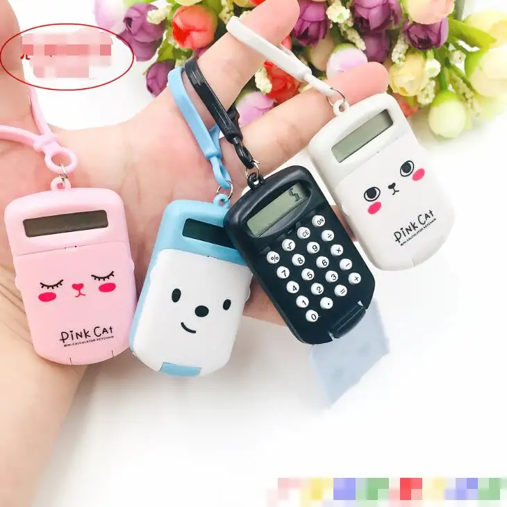 Digital keychain calculator Pocket Size 8 Digit Cartoon Display Ultra-thin Button Battery Cute Portable Calculator For Student