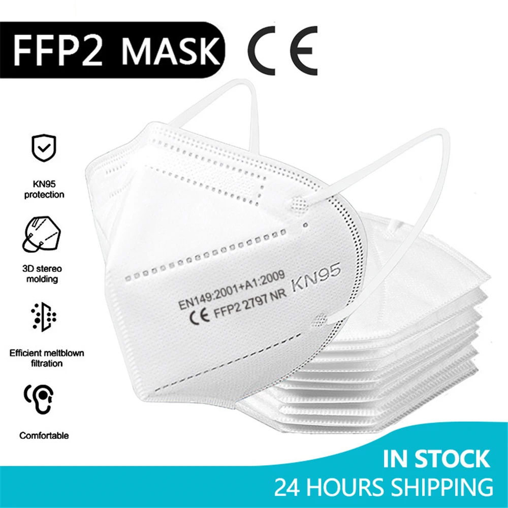 1-100PC FFP2 Mask CE Approved Protective Mask 5 Layer 95% Filter Respirator ffp2mask Disposable Masks mascarilla fpp2 homologada