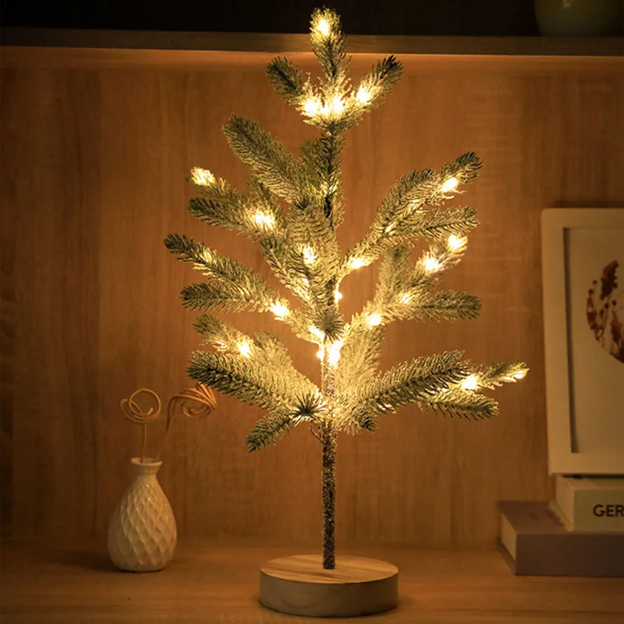 ตกแต่งไฟ LED แบตเตอรี่ดำเนินการ PineTree DIY ประดิษฐ์ต้นไม้ไฟโต๊ะ Bonsai สำหรับคริสต์มาสวาเลนไทน์