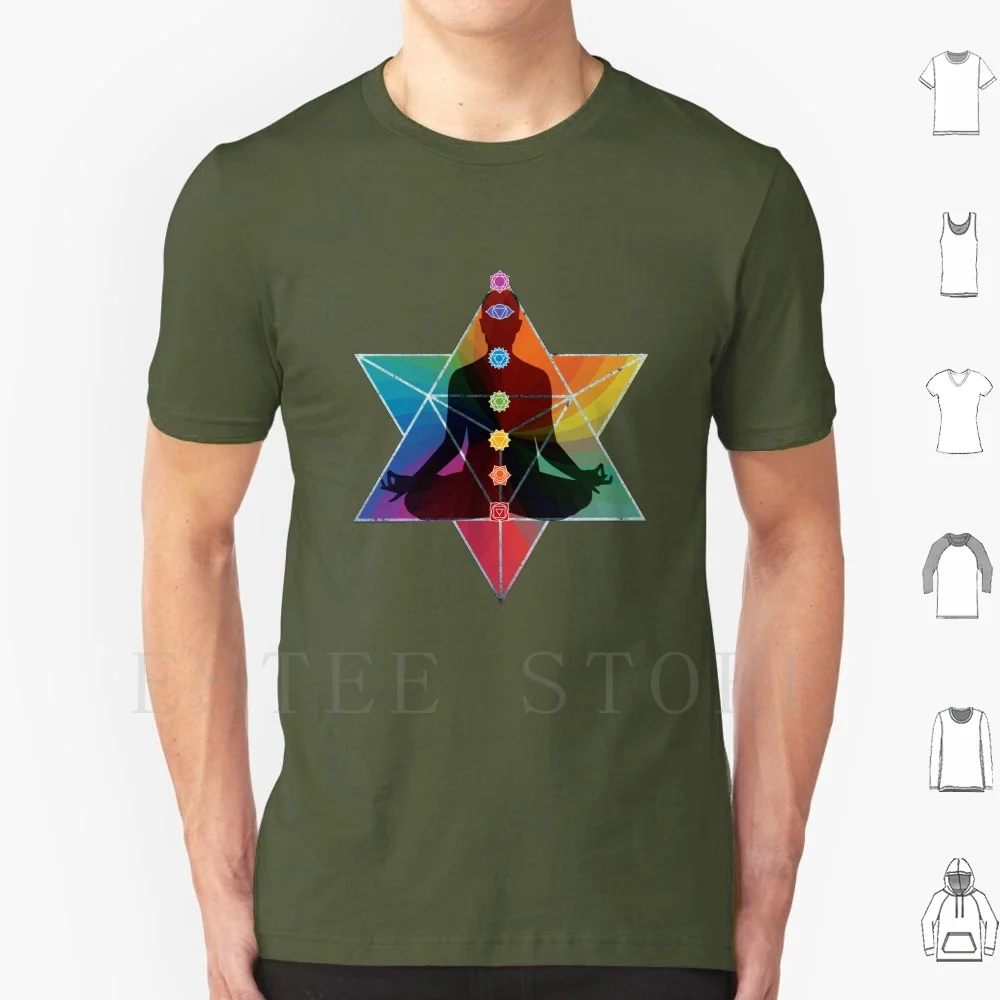 Merkaba Activation Chakra Meditation T Shirt Cotton Men DIY Print Sacred Geometry Merkaba Merkabah Chakra Seven Chakra