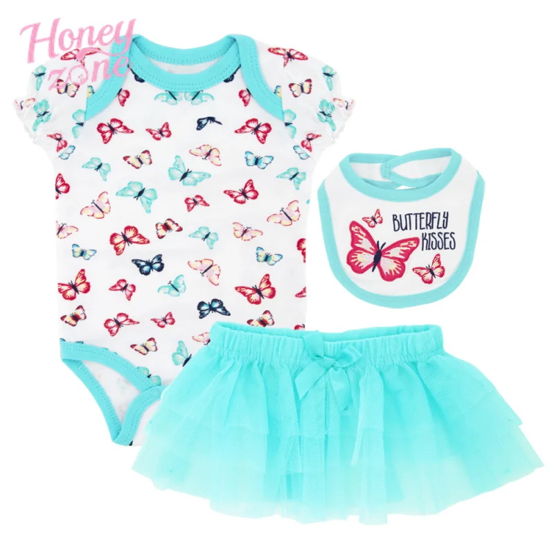 

Honeyzone 3pcs Newborn Baby Girl Clothes 2019 New Arrival Short Sleeve Bodysuit Clothes Set Summer Wear 0-12m Roupa Menina