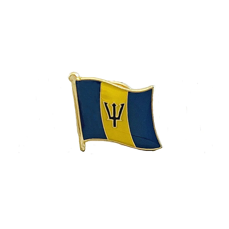 Barbados  National Flag Crystal Epoxy Metal Enamel Badge Brooch  Collection Souvenir Gifts Lapel Pins Accessories  Size1.6*1.9cm