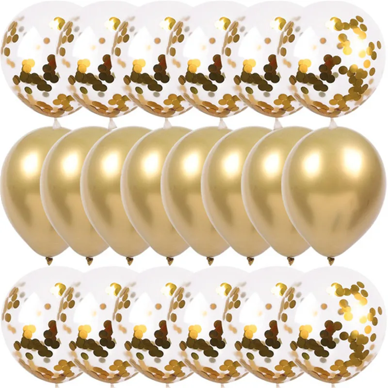 20pcs Gold Confetti Balloons Set Metallic Chrome ballon Birthday Party Wedding Decoration Anniversary Globos Baby Shower Balloon