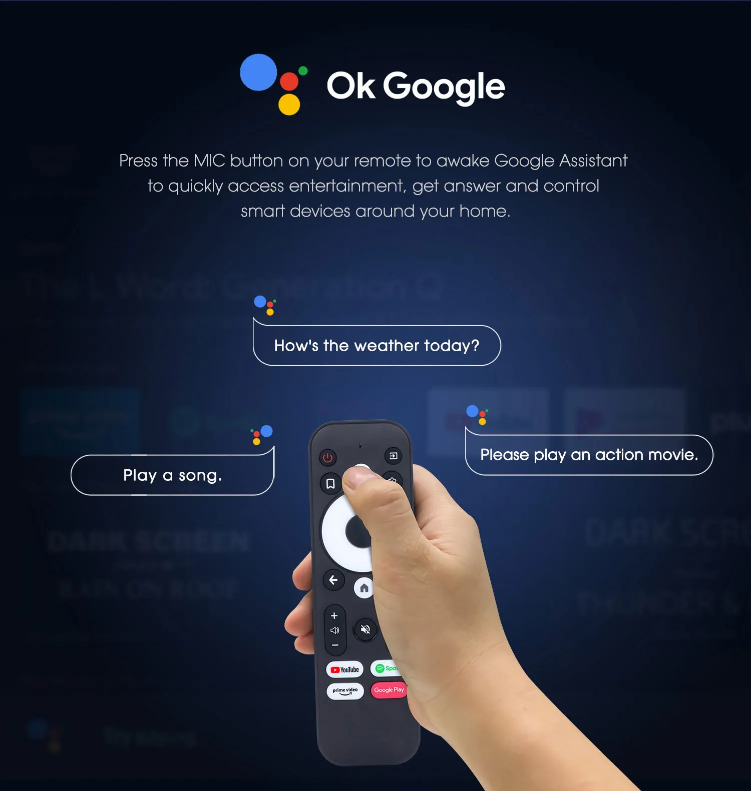 Mecool Bluetooth Replace Remote Control For KD2 KM7 TV BOX With 22 Keys Google Voice Certified Assistant