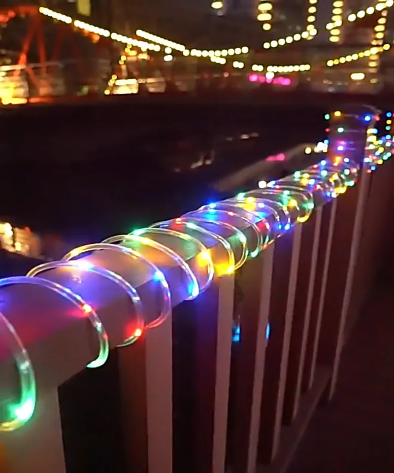 Solar Led Festoon Tube Rope String Light Outdoor Lights Garland Christmas Decorations 2023 New Year 2024 Home Decor 7/12/22M