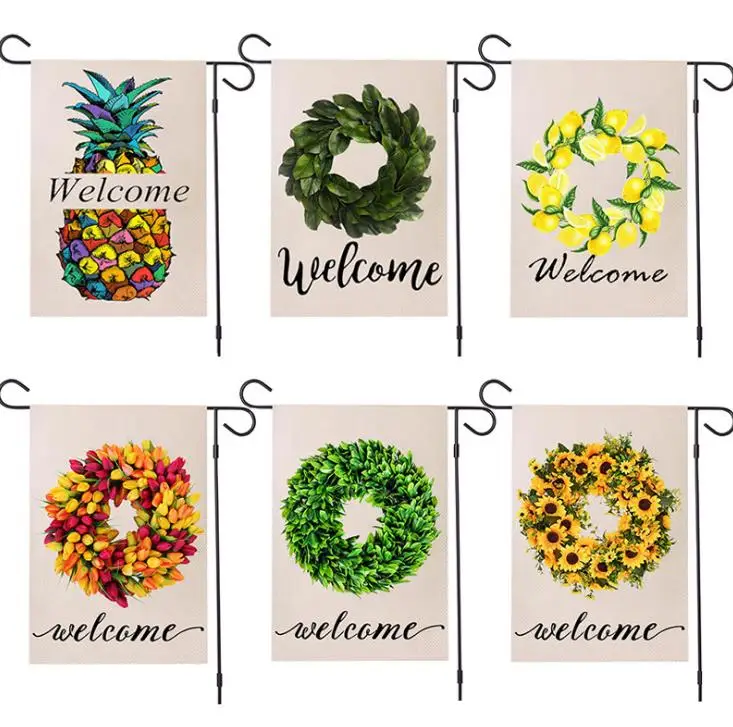 hot Garden Flag garden sign summer welcome yard outdoor party pineapple decoration Banner Flags 47*32CM SN120