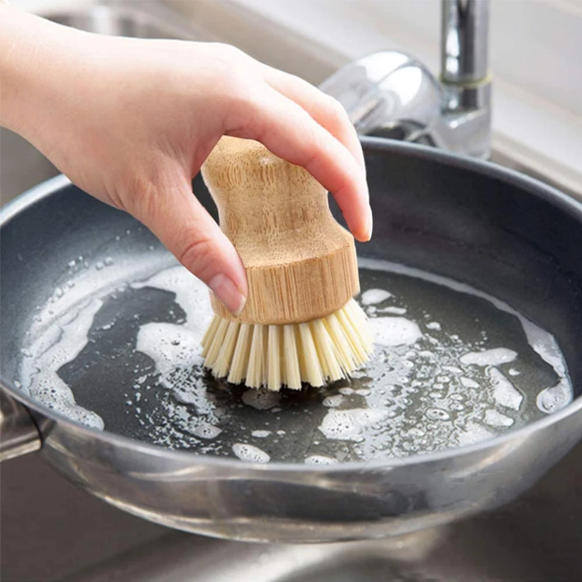 Natural Bamboo Dish Scrub Brush Set Eco Friendly Dish Brush with Bamboo Handle Dish Scrubbers Kitchen Cleaning Brush