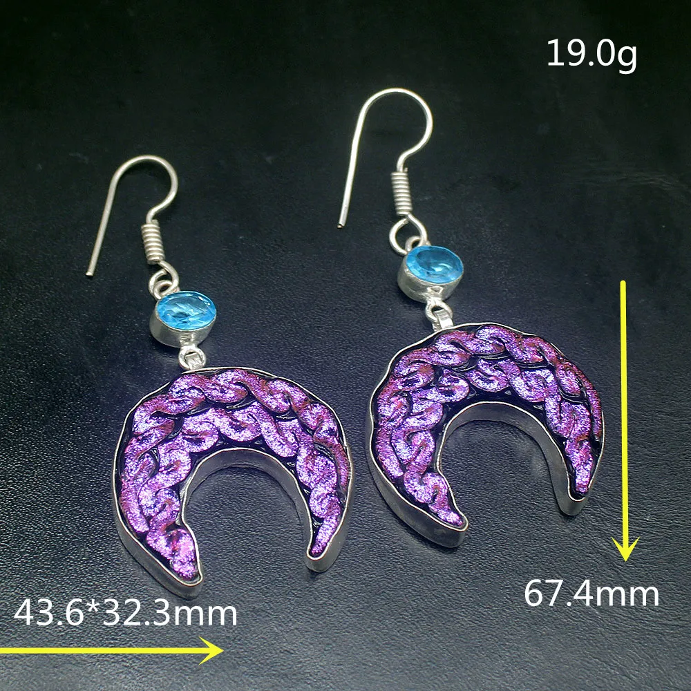 Gemstonefactory Big Promotion 925 Silver Dichroic Glass Blue Topaz Women Ladies Jewelry Gifts Dangle Drop Earrings 20212039