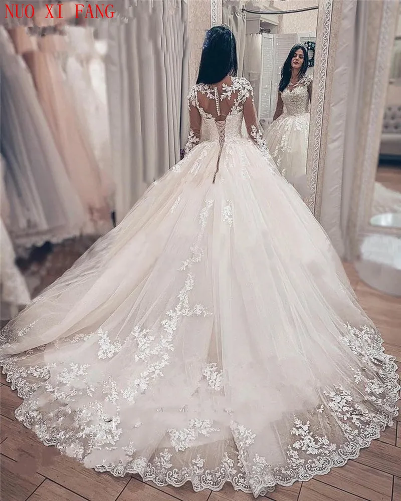 Vestido De novia elegante con Apliques de encaje, vestidos De novia de manga larga, vestido De novia de celebridades, 2023