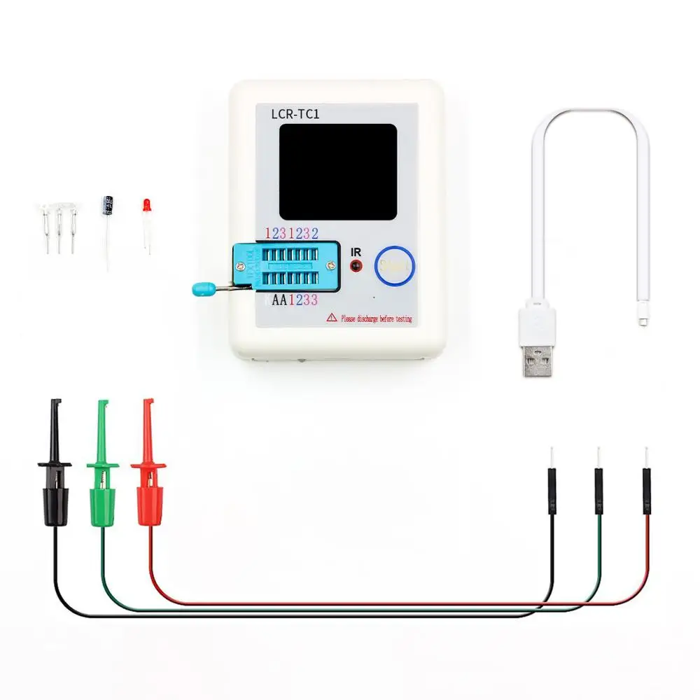 2017 Tester próbnik elektroniczny trioda dioda TFT miernik pojemności LCR ESR NPN PNP MOSFET LCR-TC1 1.77 cal TFT darmowa wysyłka