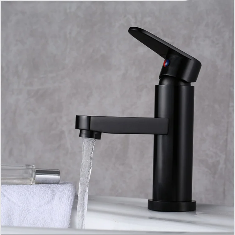 Bathroom Faucet Mixer Black Alunimum Round Basin Mixer-tap Modern Design Toliet Sink Mixer-faucet Deck Mounted Batub Basin Mixer